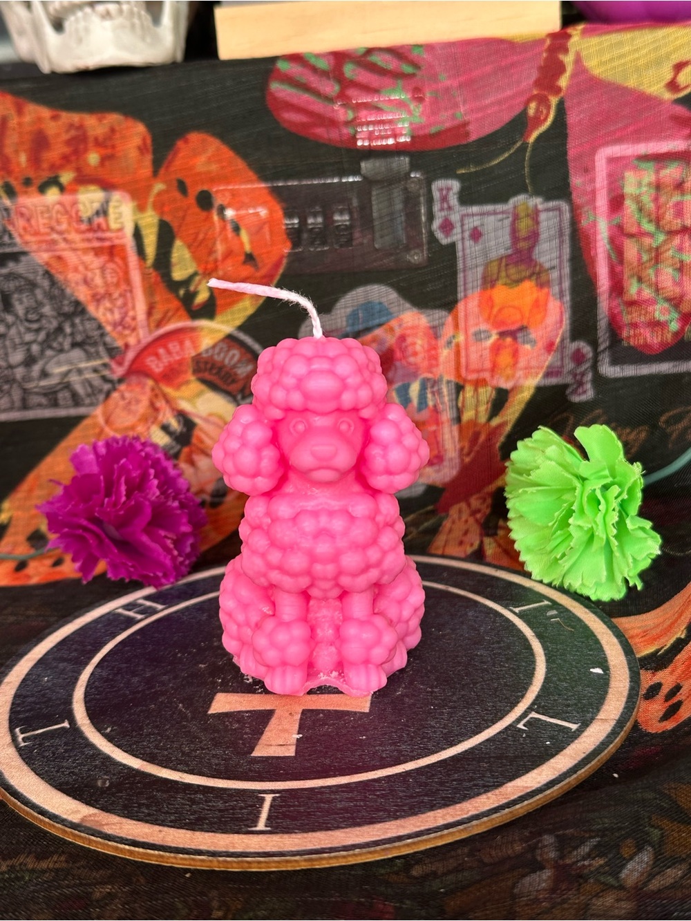 Handmade Pink Poodle Candle – Retro Dog Decor